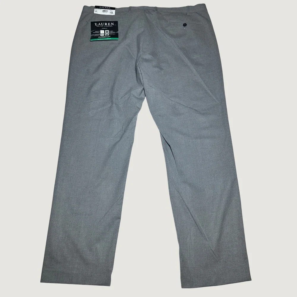 NEW Lauren Ralph Lauren Dress Pants 42x32 UltraFlex Classic Fit Flat Front Grey